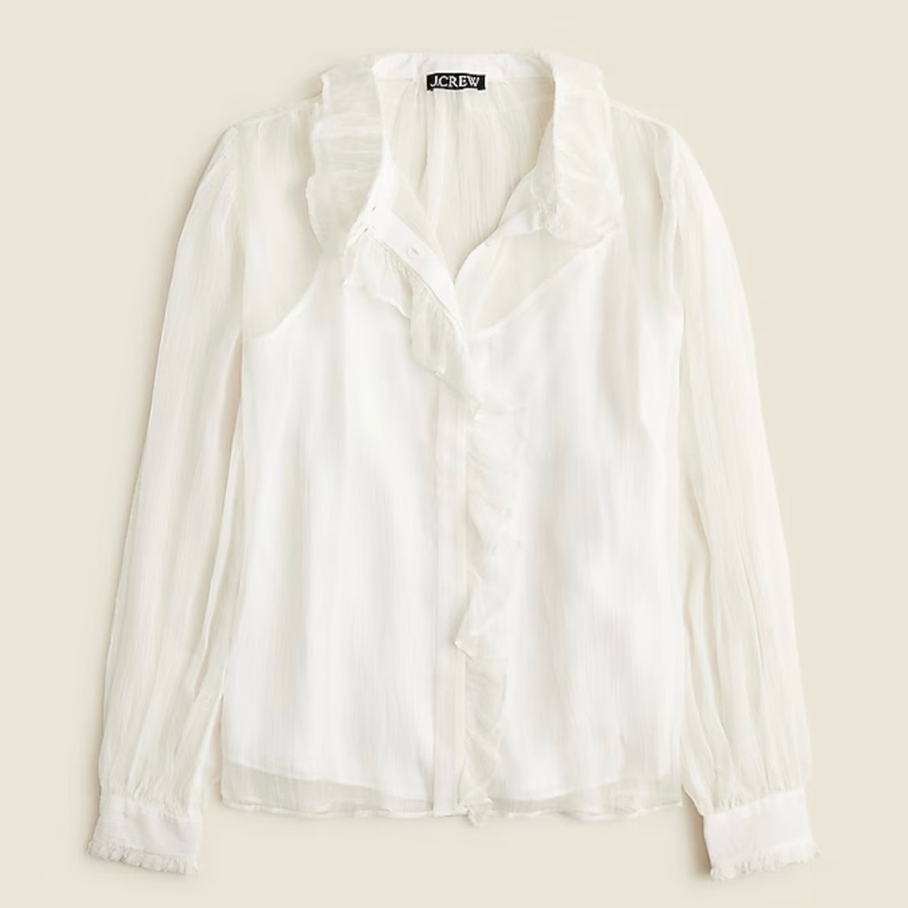 J. Crew Women's Ivory Ruffle Blouse